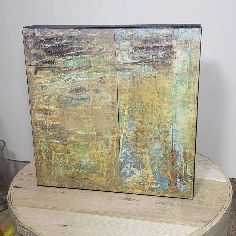 Somerset Custom Framing Abstract Textured Wall Art Square Shadowbox Gold Blue